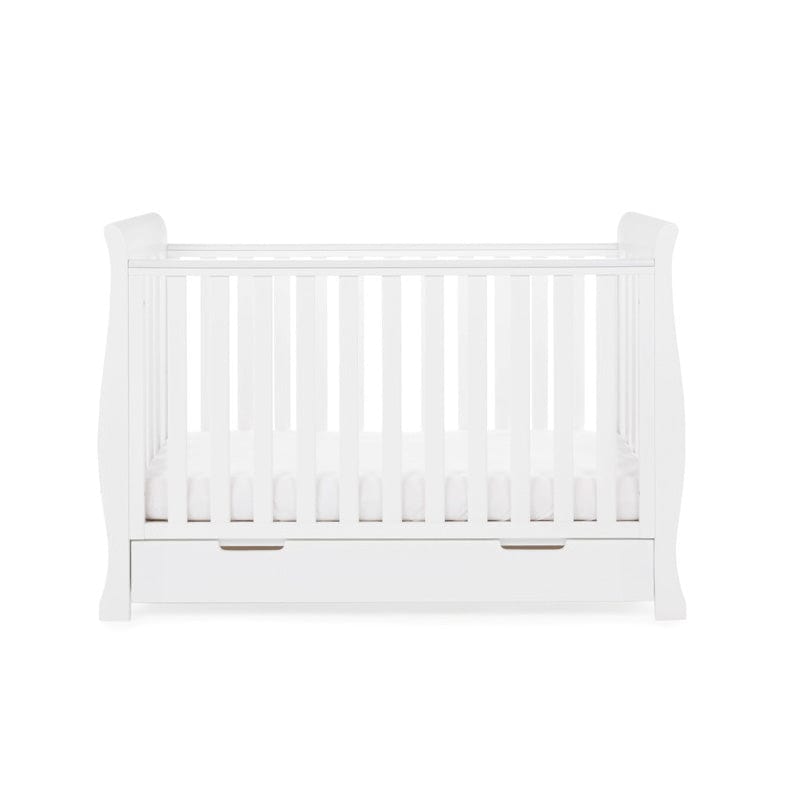 Obaby Nursery Furniture White Obaby Stamford Mini Sleigh Cot Bed - Direct Delivery