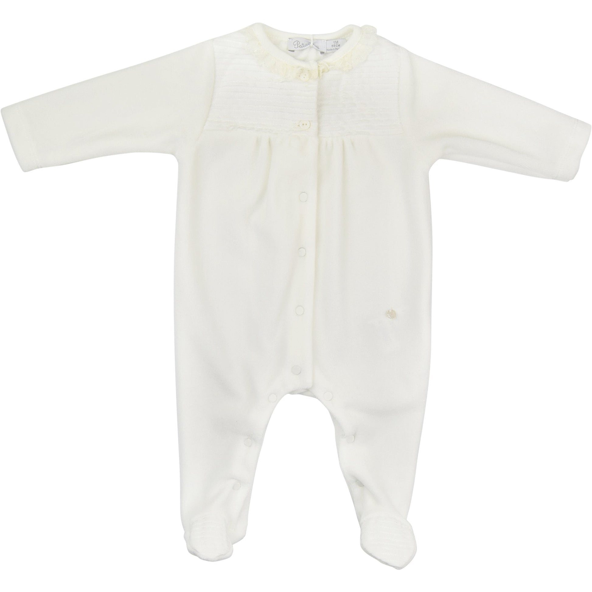 Patachou Girls Cream Velour Babygrow - Babygrow