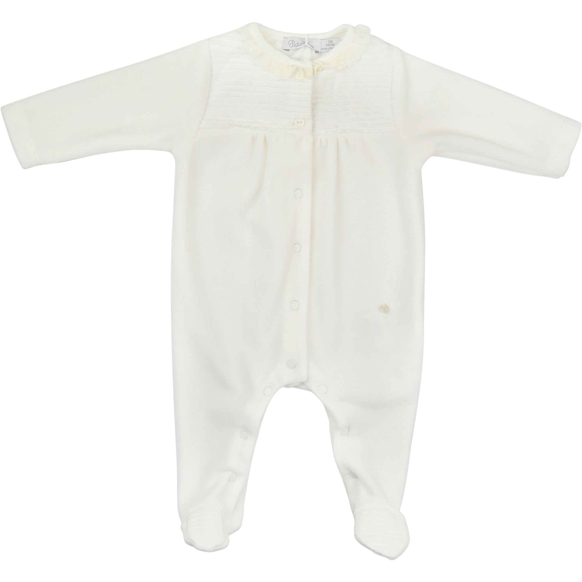 Patachou Girls Cream Velour Babygrow - Babygrow