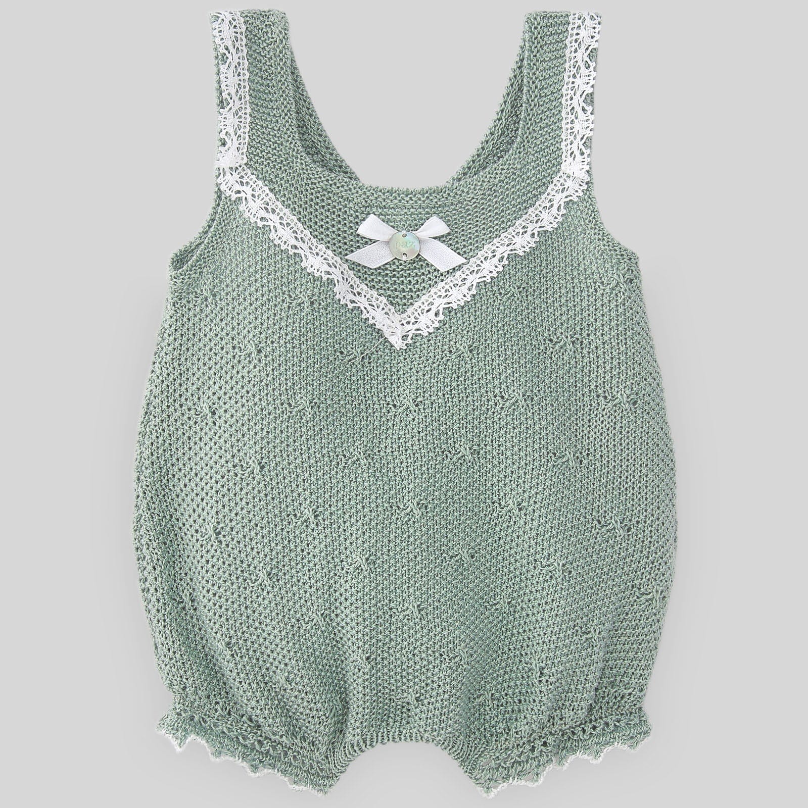 Paz Rodriguez Bodysuit 1 Month Paz Rodriguez Mint Green Cotton Knit Bodysuit