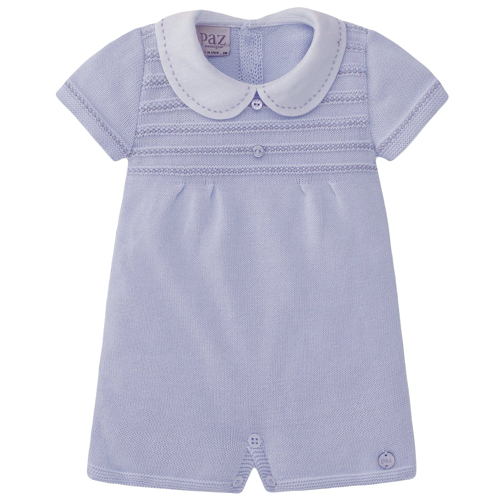 Paz Rodriguez Romper Paz Rodriguez Blue Knitted Cotton Romper