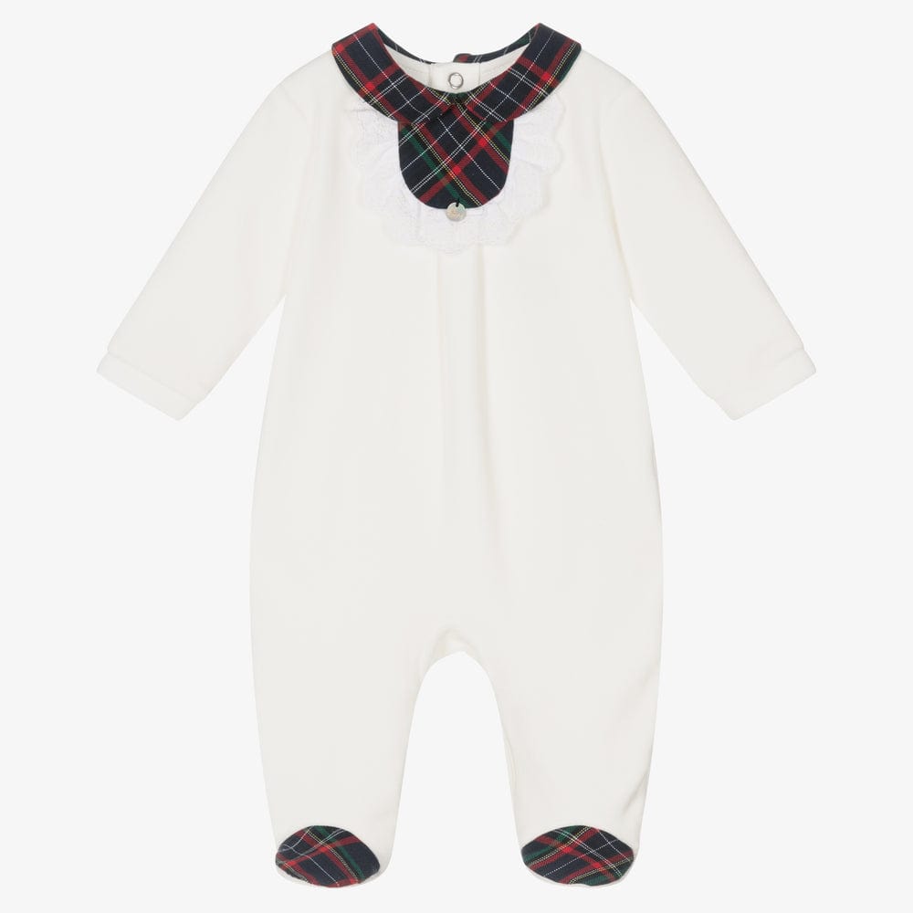 Purete Du... Bebe Babygrow Pureté Du... Bébé Girls Christmas Tartan Velour Babygrow