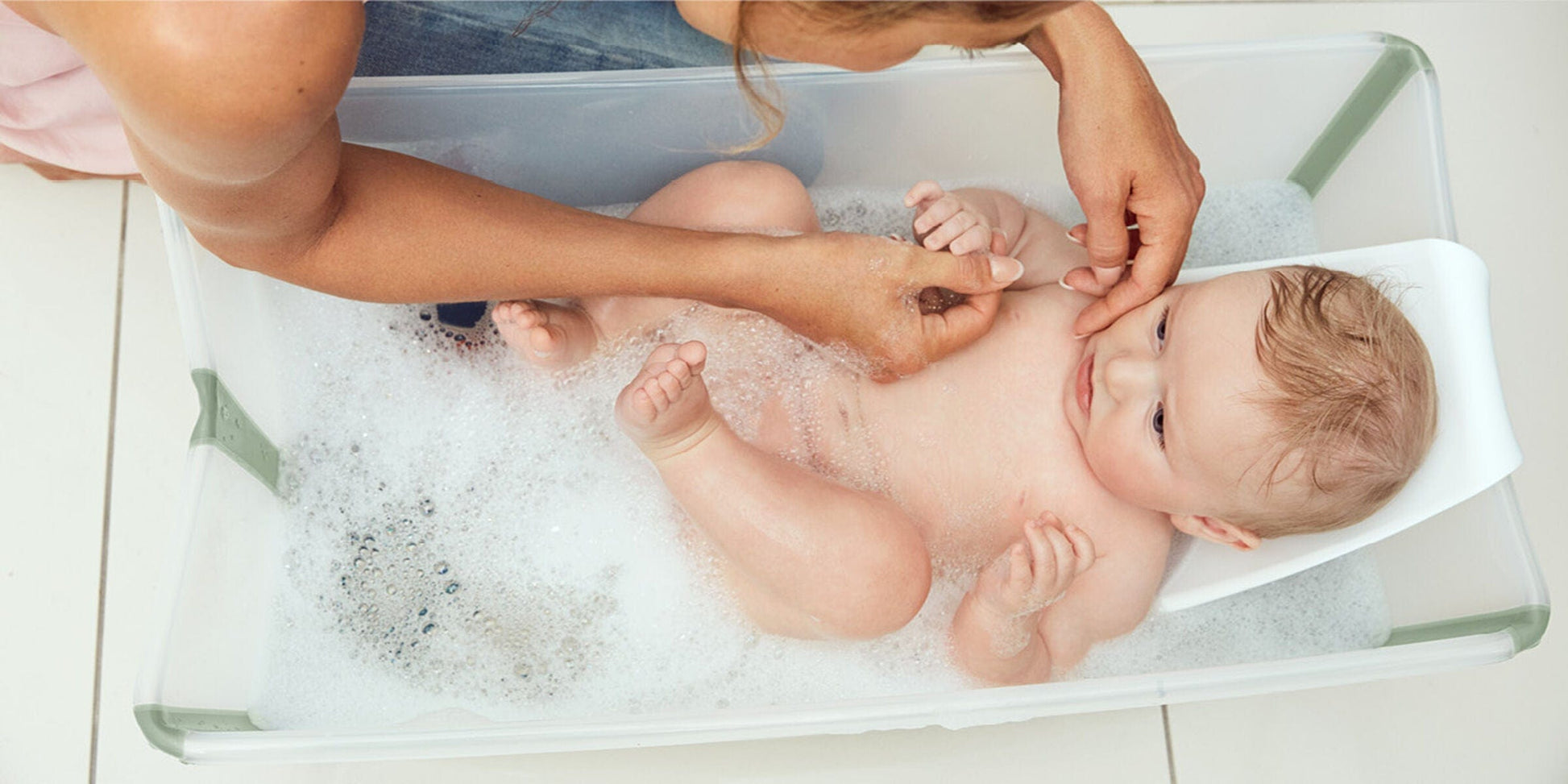 Stokke Baby Bath Transparent Green Stokke Flexi Bath Bundle with Heat Plug