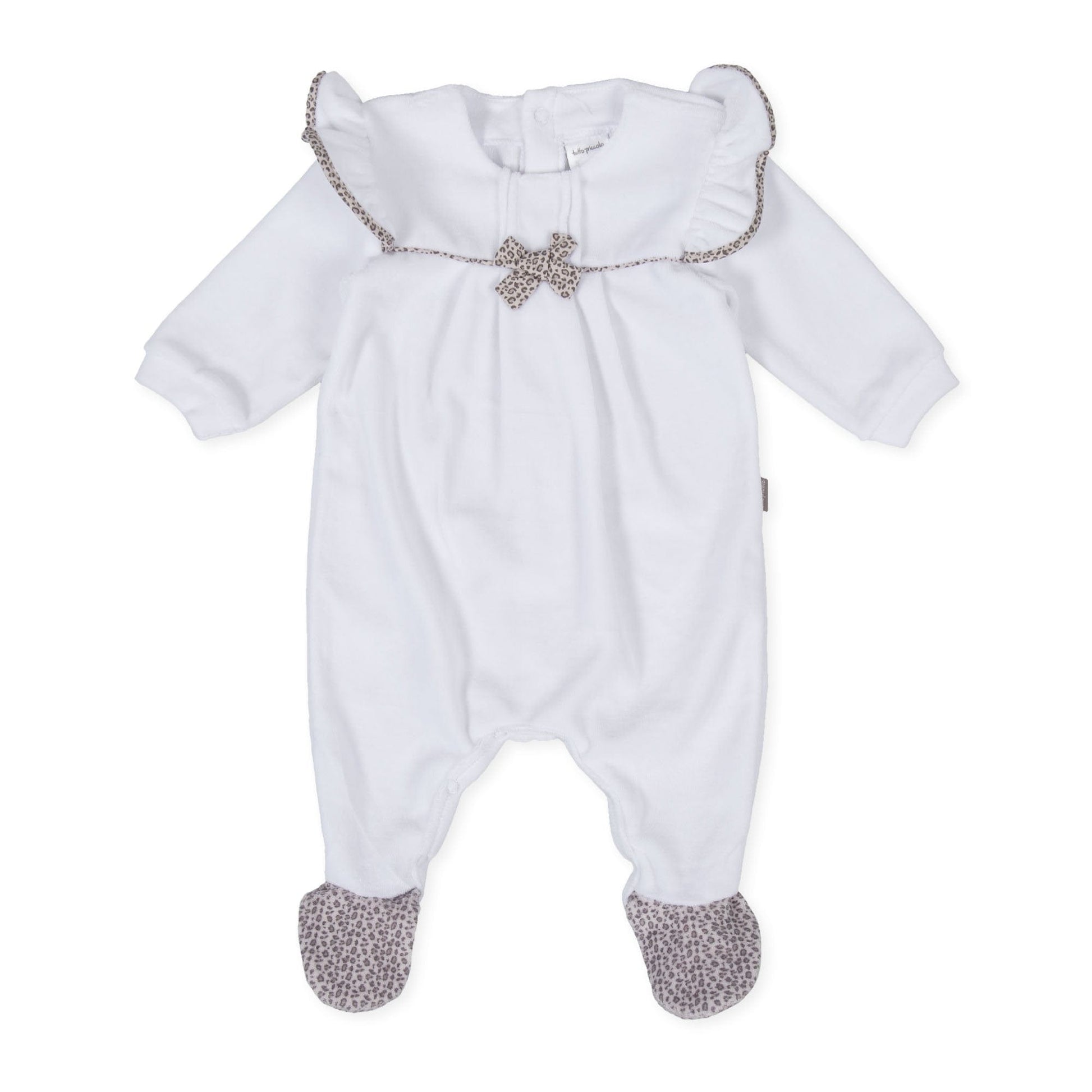 Tutto Piccolo Girls White Velour Babygrow - Babygrow