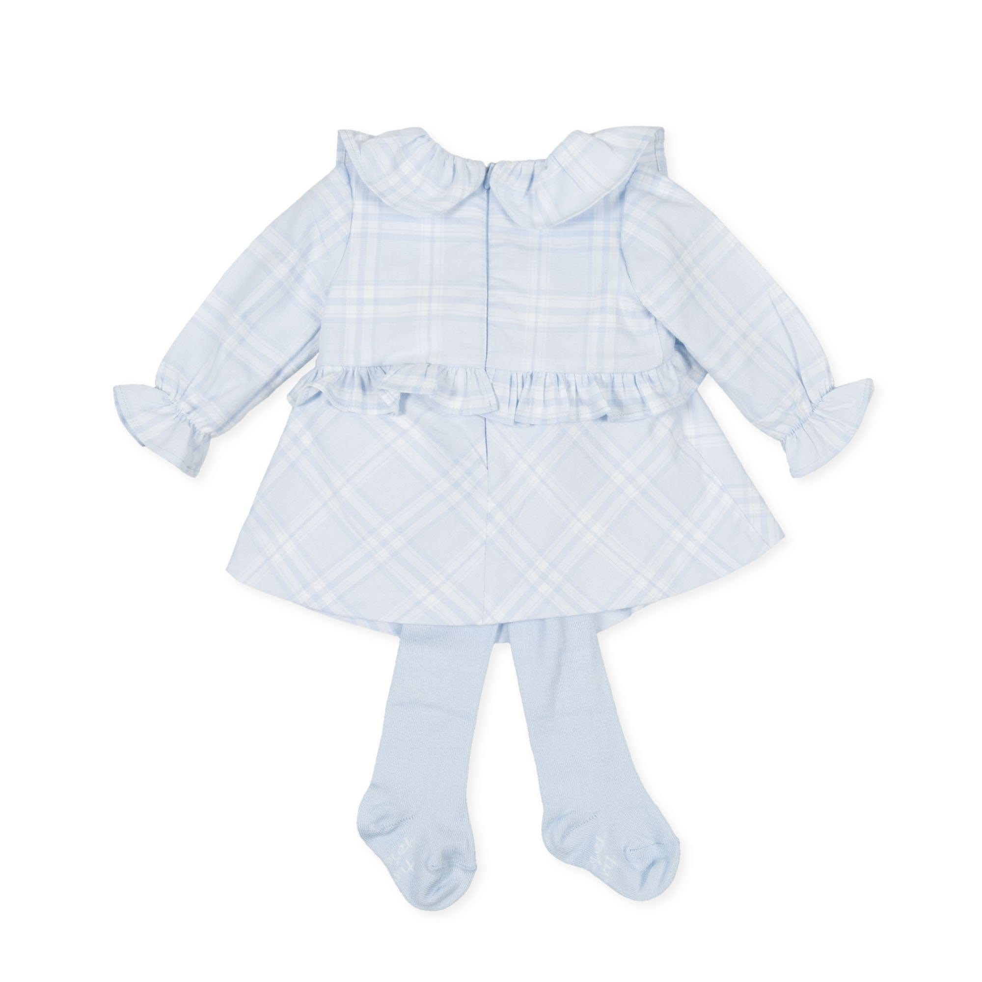 Tutto Piccolo Blue Plaid Dress with Tights - Dress